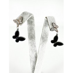 Gümüş Taşlı Kelebek Detaylı Küpe